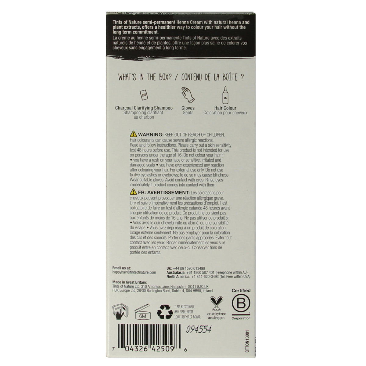 Tints Of Nature Henna cream dark brown semi permanent 70 ml