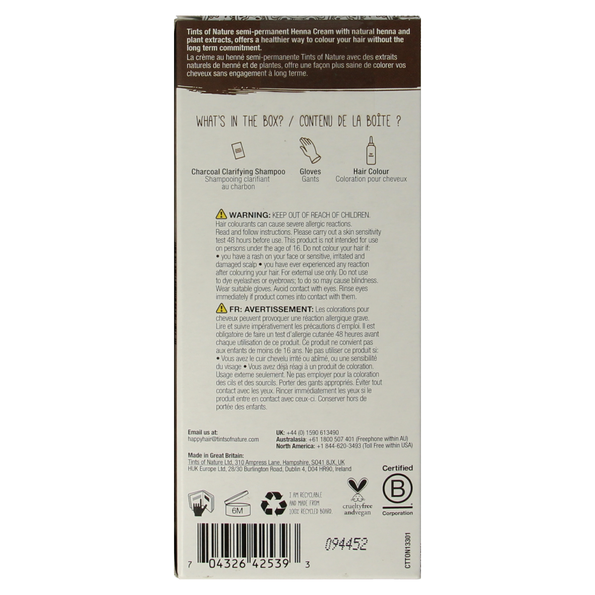 Tints Of Nature Henna cream light brown semi permanent 70 ml