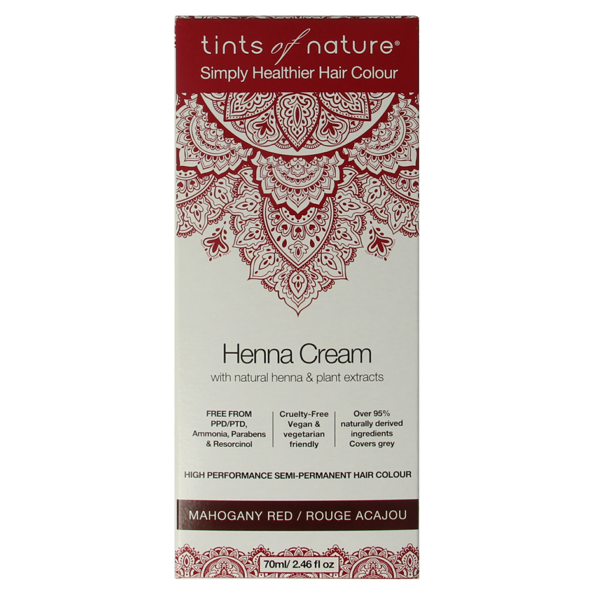 Tints Of Nature Henna cream mahogany red semi permanent 70 ml