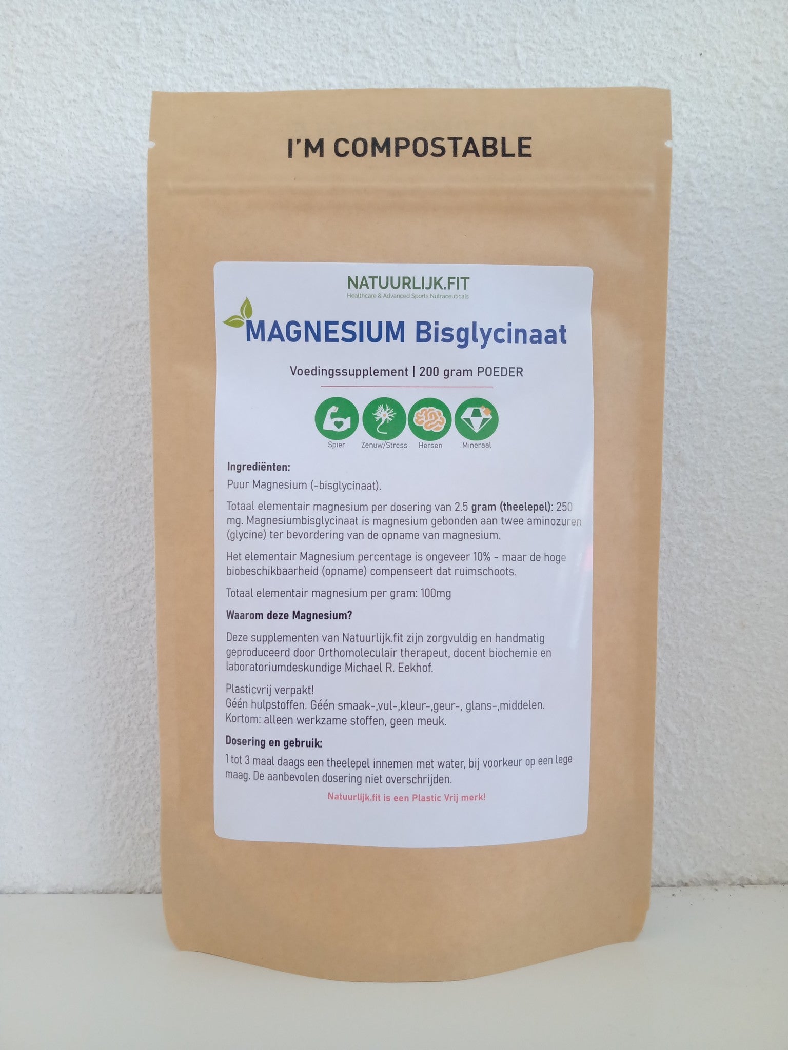 Natuurlijk.fit Magnesiumbisglycinaat poeder 200 gram