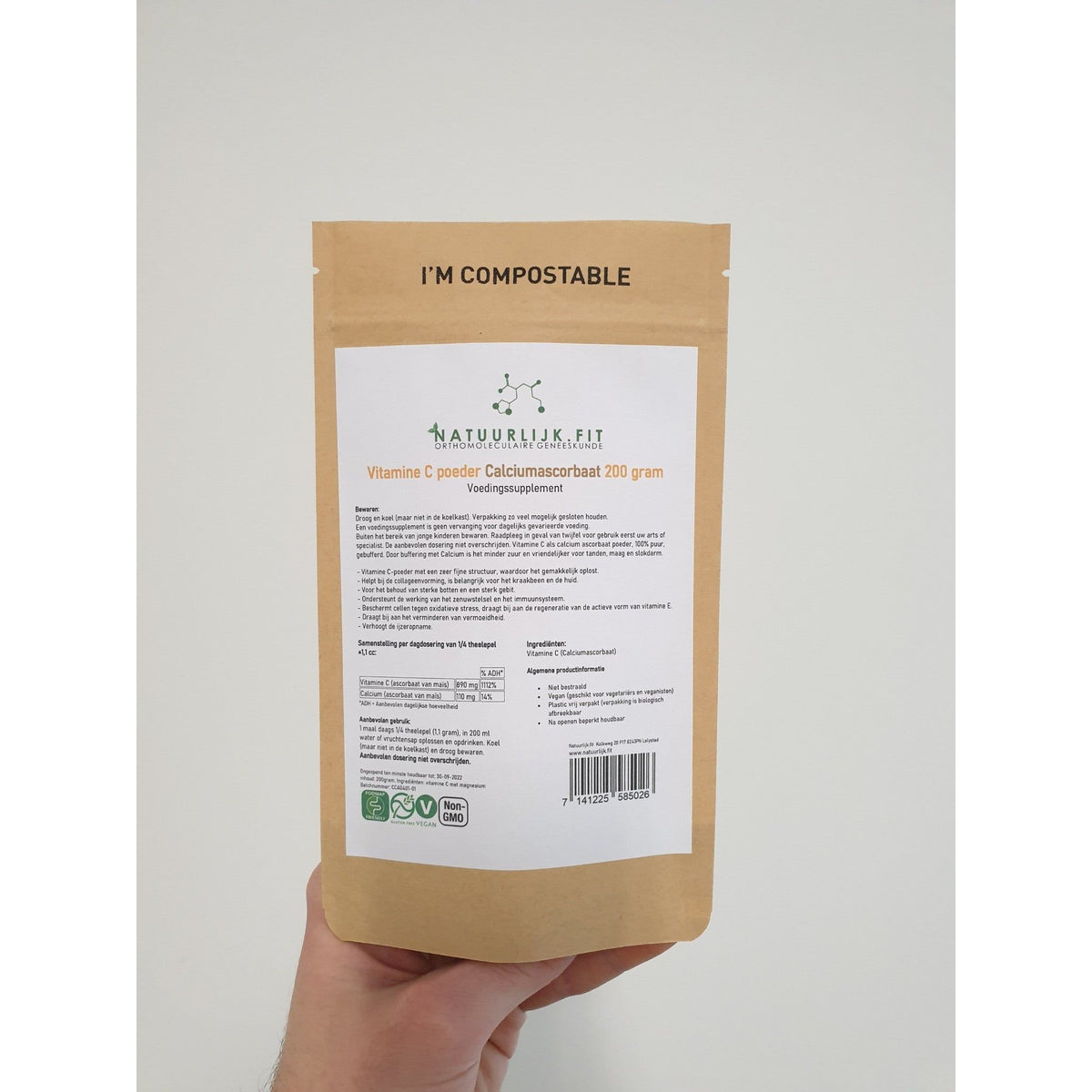 Natuurlijk.fit Vitamine C poeder calcium ascorbaat 200 gram