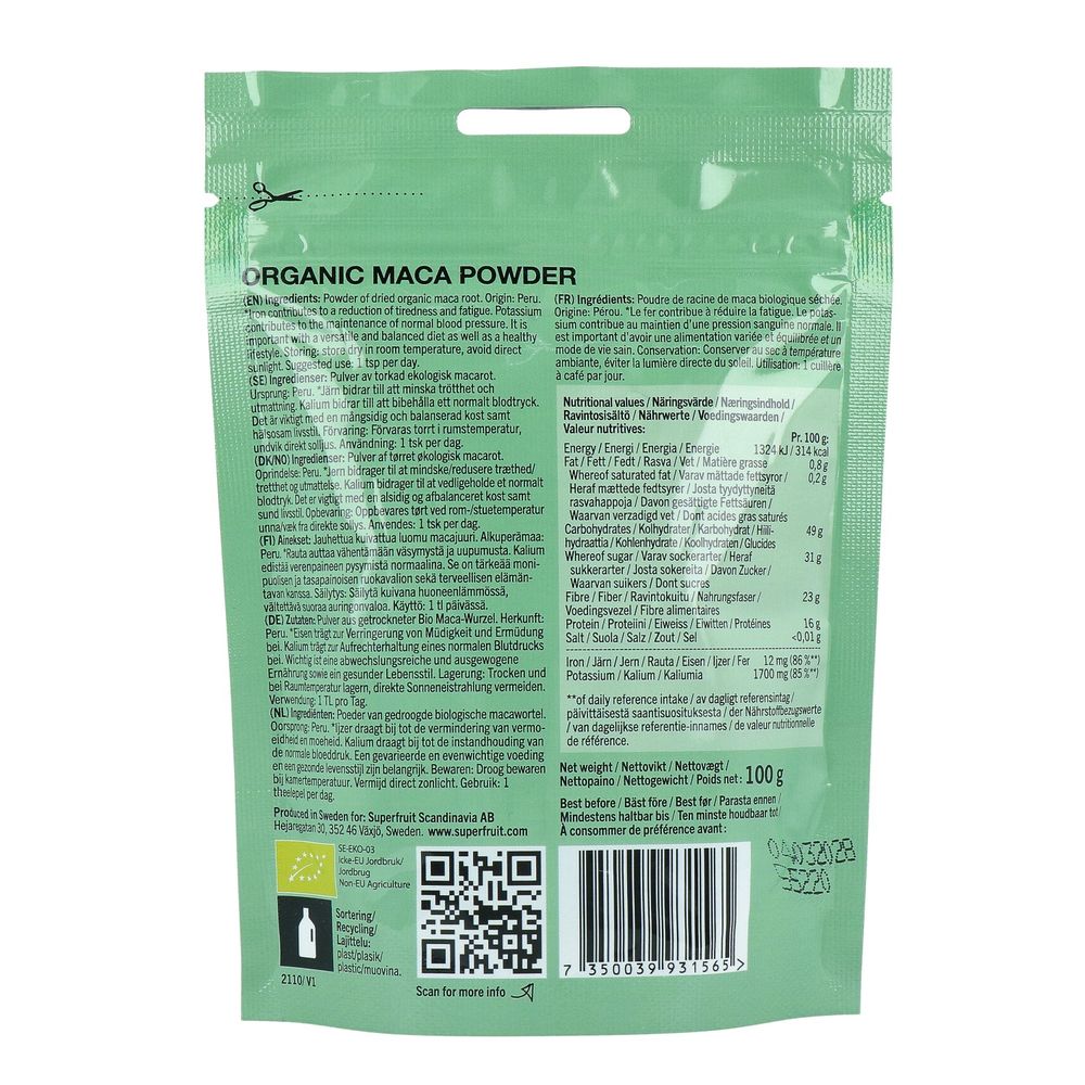 Superfruit Maca Poeder biologisch 100 gram