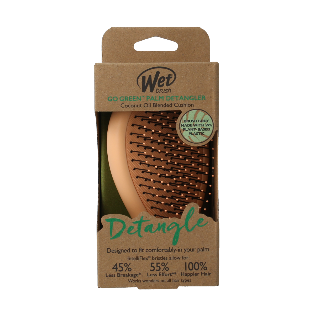 Wetbrush Go green palm detangler orange coconut oil