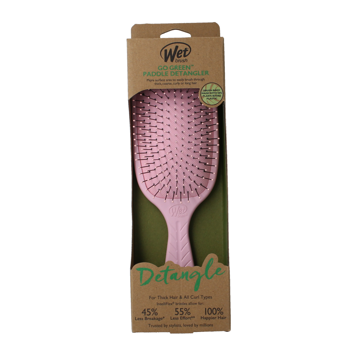 Wetbrush Go green paddle detangler pink