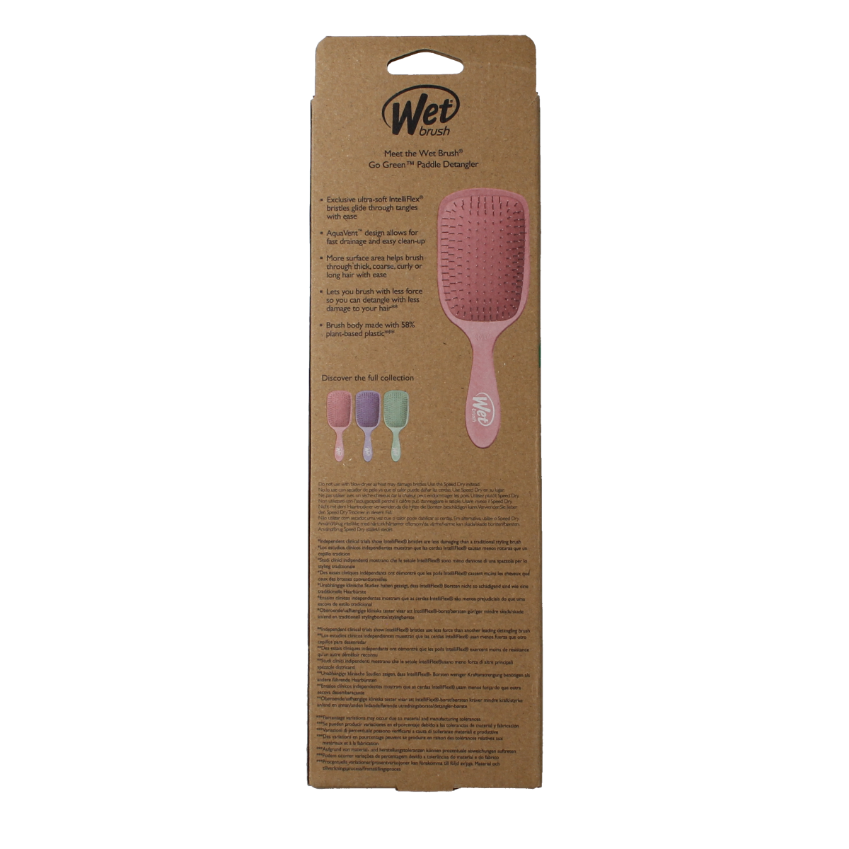 Wetbrush Go green paddle detangler pink