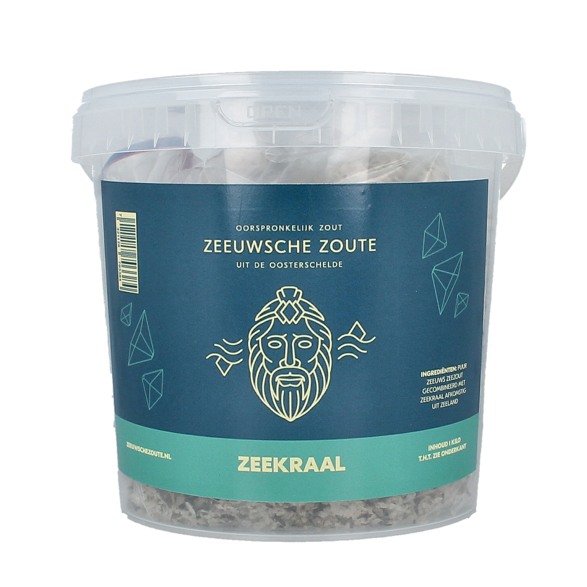 Zeeuwsche Zoute Zout met zeekraal in emmer 1 kg