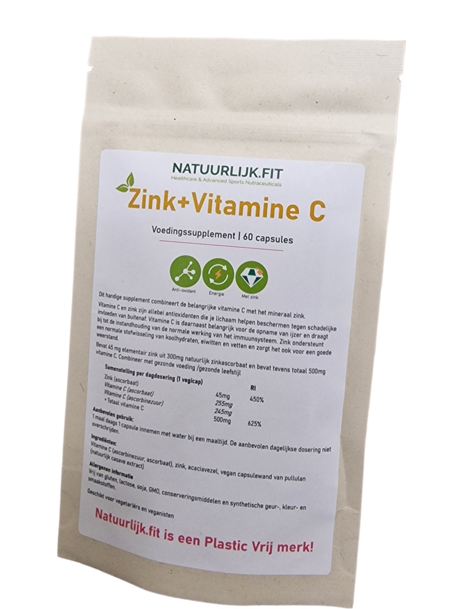 Natuurlijk.fit Vitamine C + zink 60 vcaps