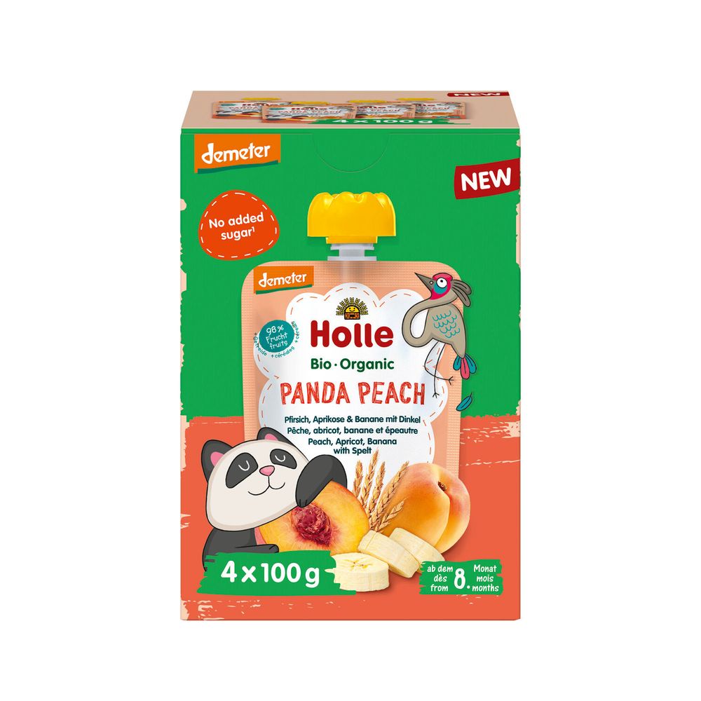 Holle Knijpfruit Panda Peach Multipack 4 st