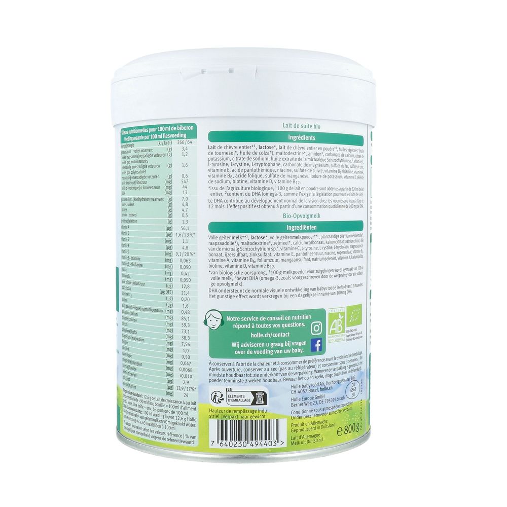 Holle Opvolgmelk Geit 4 biologisch 800 gram