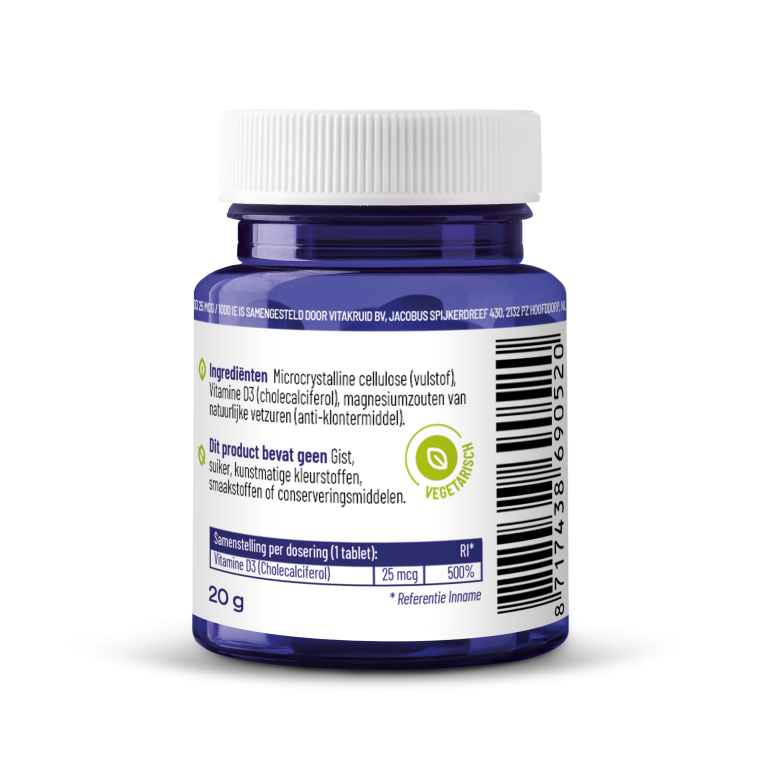 Vitakruid Vitamine D3 25 mcg 120 tabletten