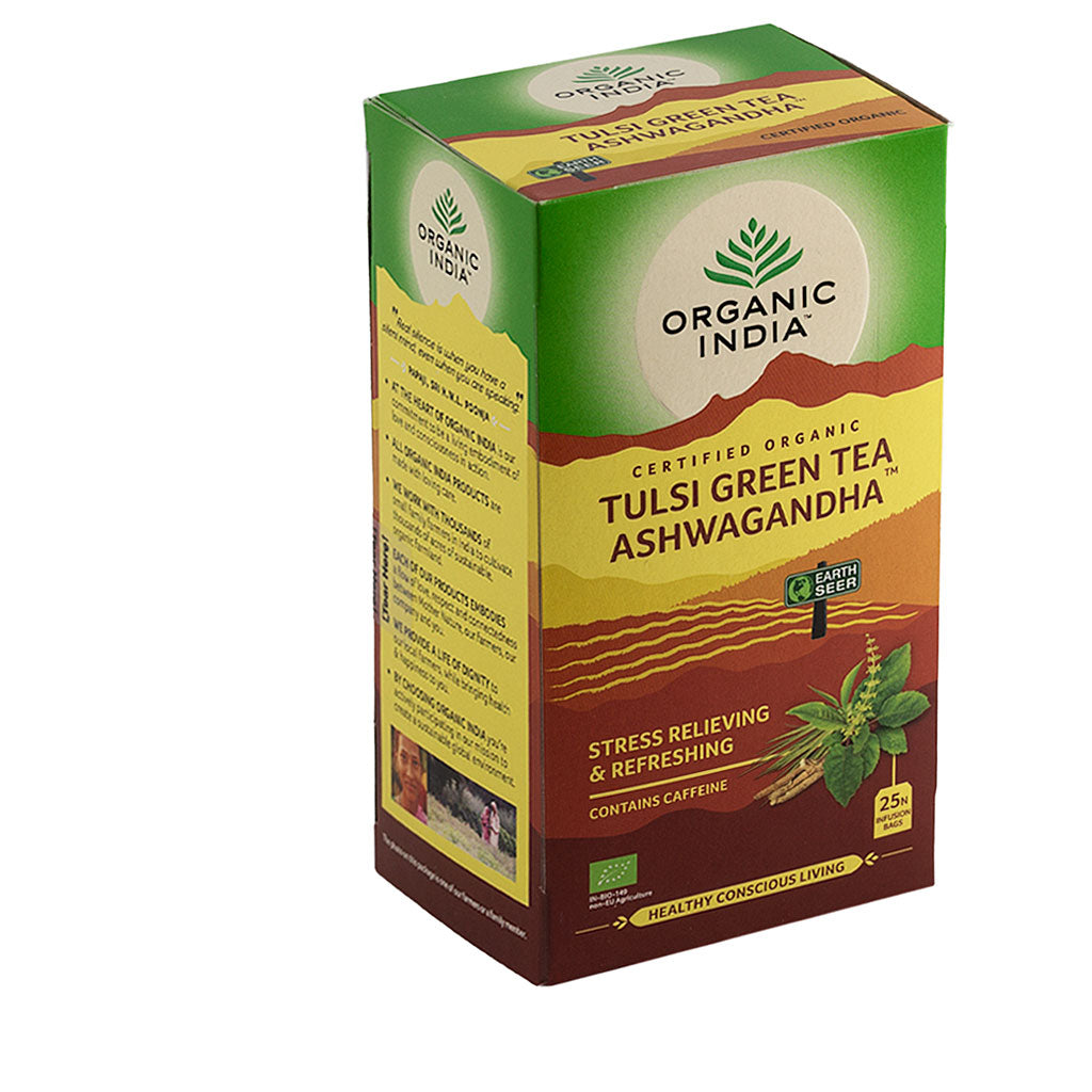 Organic India Tulsi green ashwagandha thee 25 zakjes