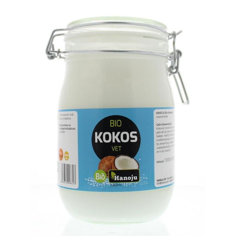 Hanoju Kokosolie geurloos beugelglas 1 liter