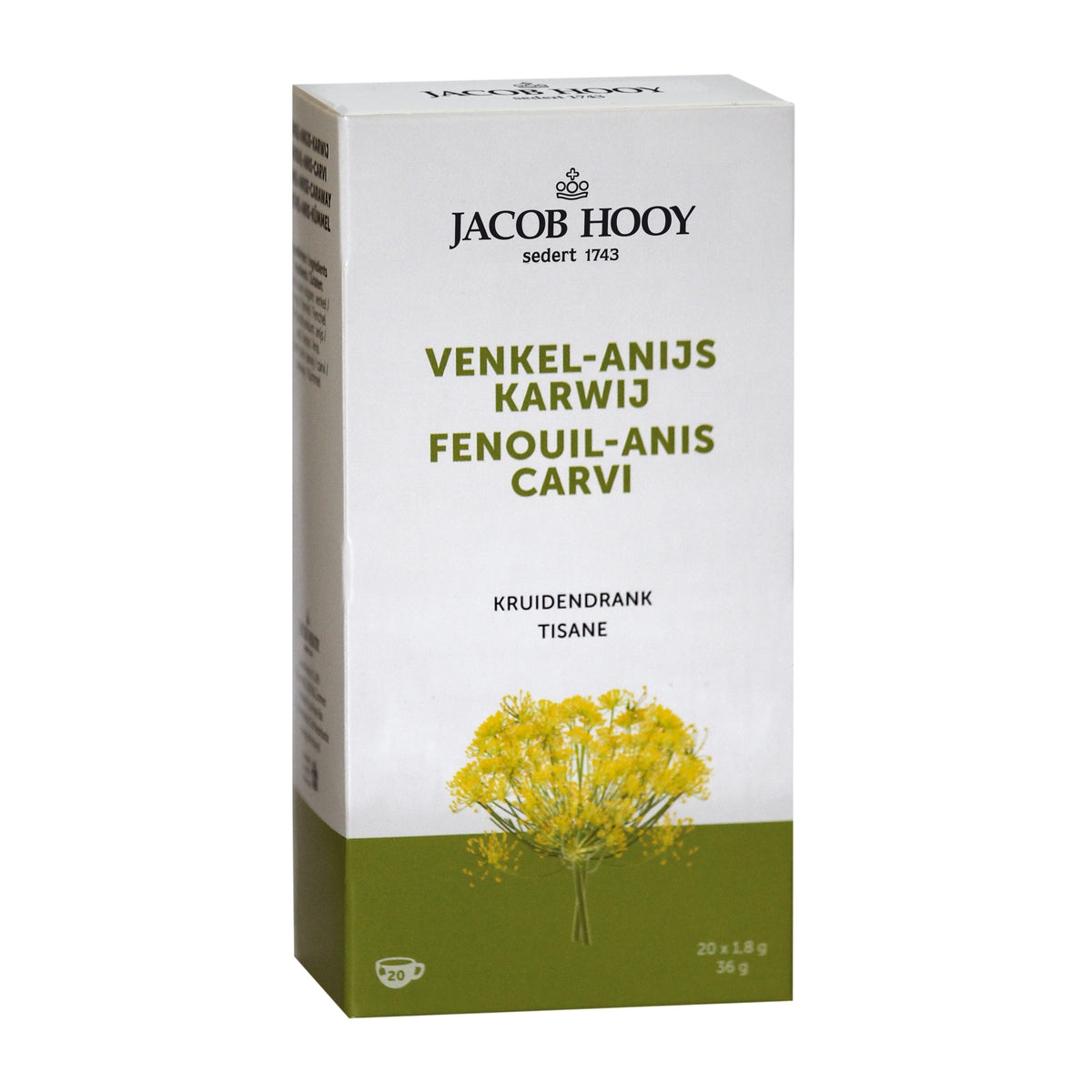 Jacob Hooy Venkel/anijs/karwij thee gold 20 zakjes