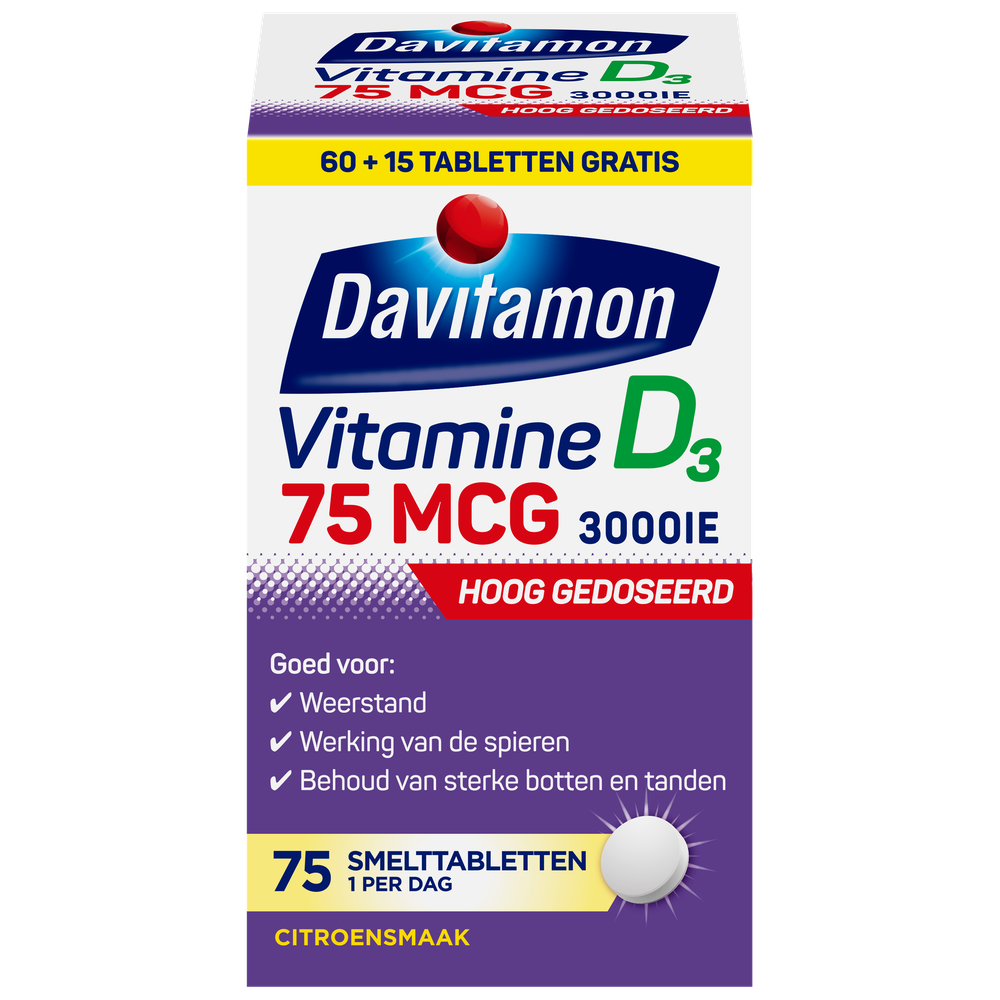 Davitamon Vitamine D 75mcg 75 smelttabletten