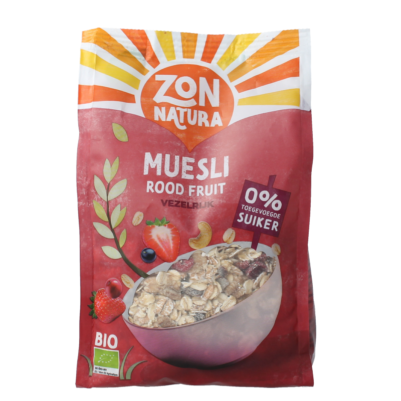 Zonnatura Muesli rood fruit bio 375 gram