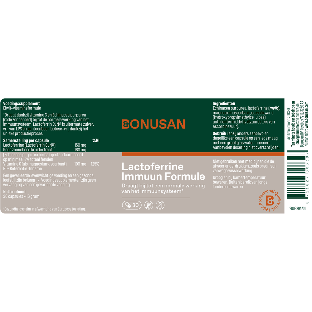 Bonusan Lactoferrine Immuun formule 30 capsules