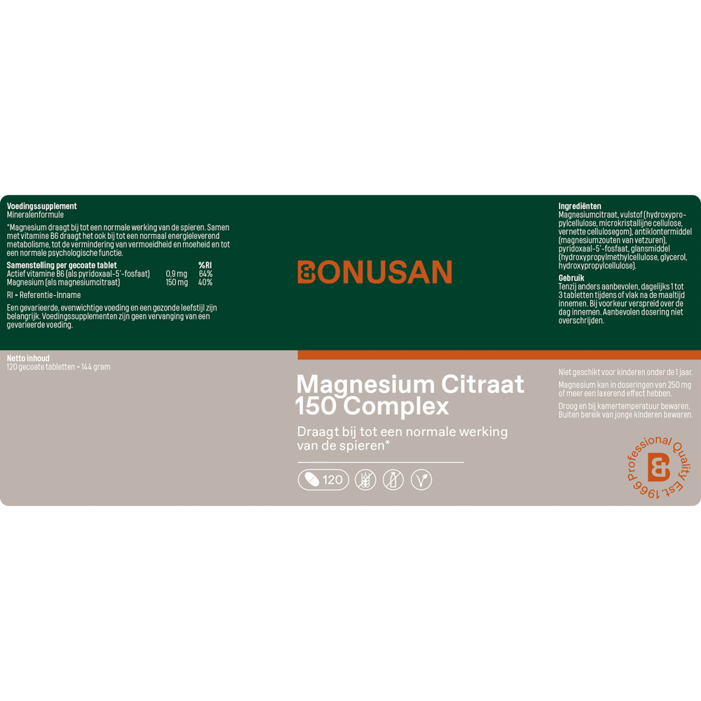 Bonusan Magnesium Citraat 150 mg Complex 120 tabletten