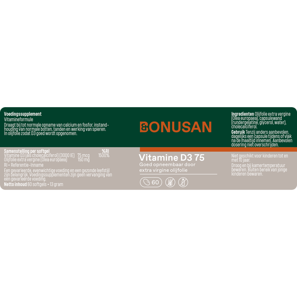 Bonusan Vitamine D3 75 60 softgels