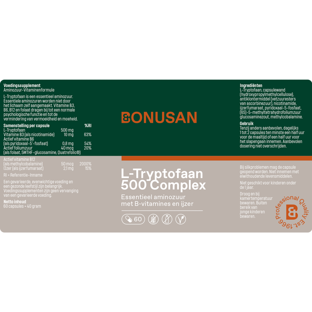 Bonusan L-Tryptofaan 500 Complex 60 capsules