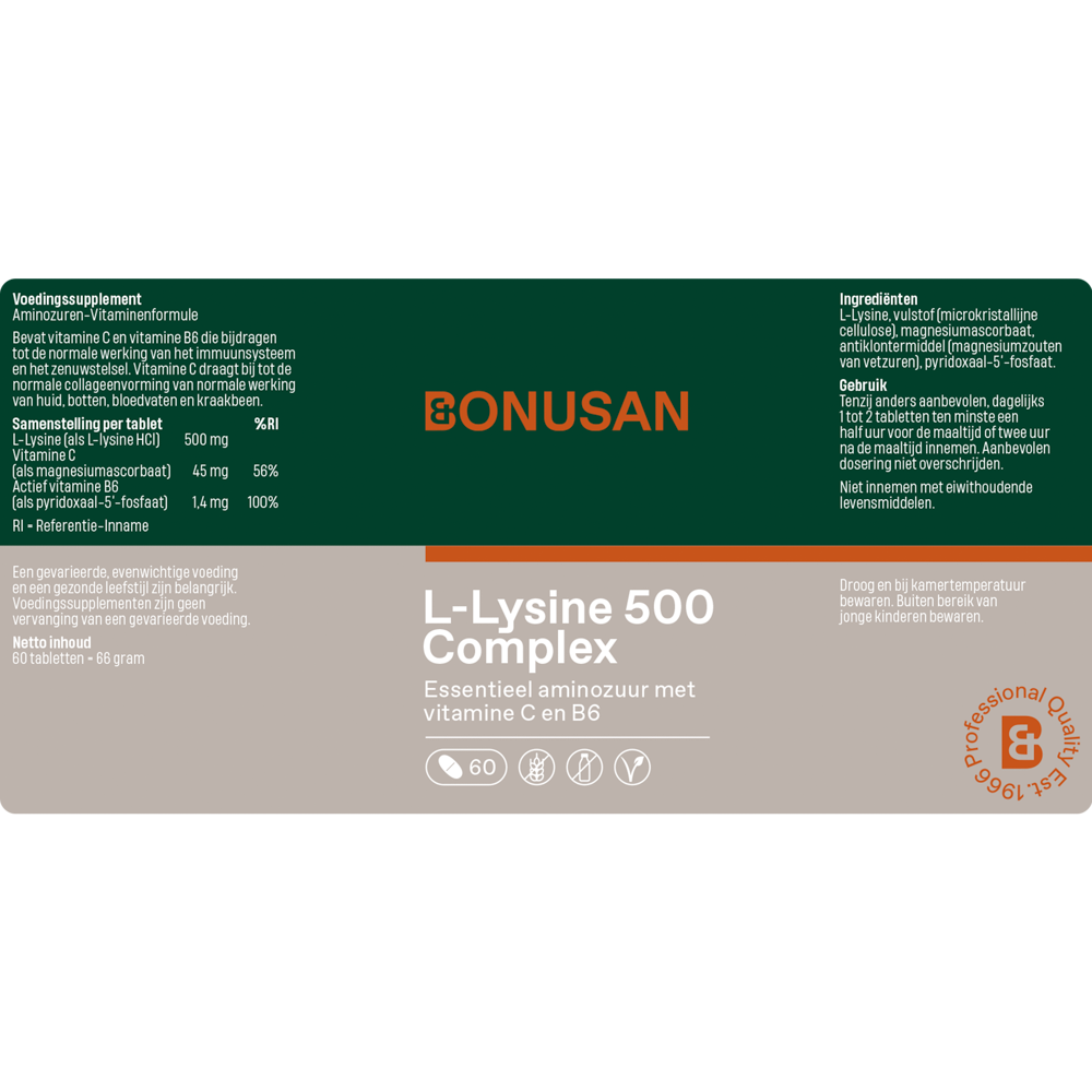 Bonusan L-Lysine 500 complex 60 tabletten