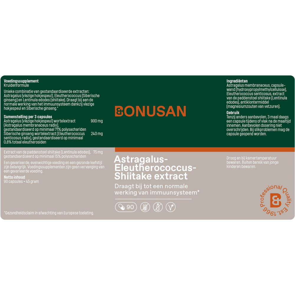 Bonusan Astragalus-Eleutherococcus-Shiitake extract 90 capsules