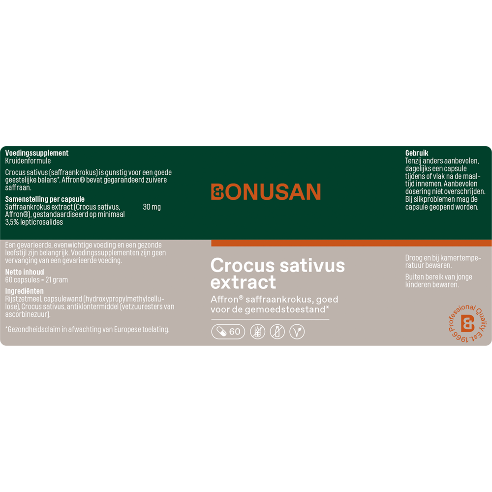 Bonusan Crocus Sativus Extract 60 vcaps