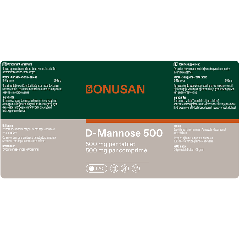 Bonusan D-Mannose 500 mg België 120 tabletten