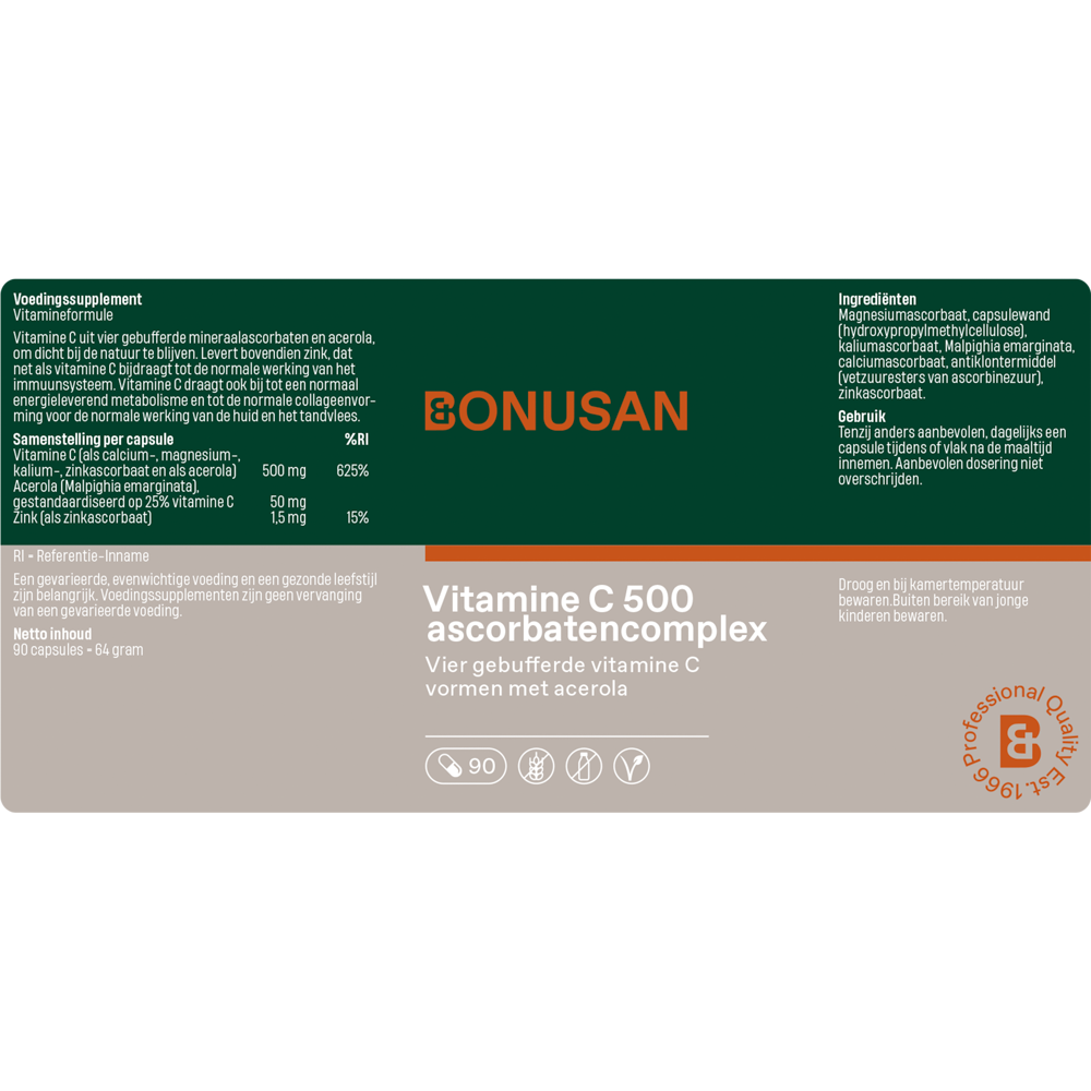 Bonusan Vitamine C 500 ascorbatencomplex 90 capsules