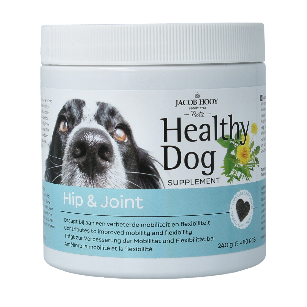 Jacob Hooy Pets Healthy dog hip & joint 80 stuks