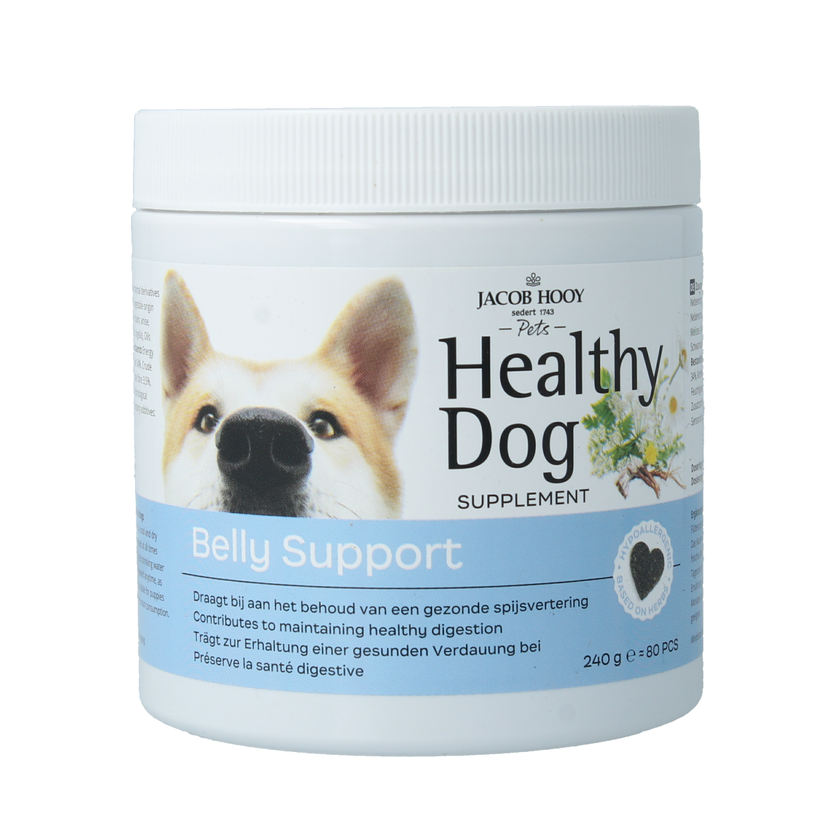 Jacob Hooy Pets Healthy dog belly support 80 stuks