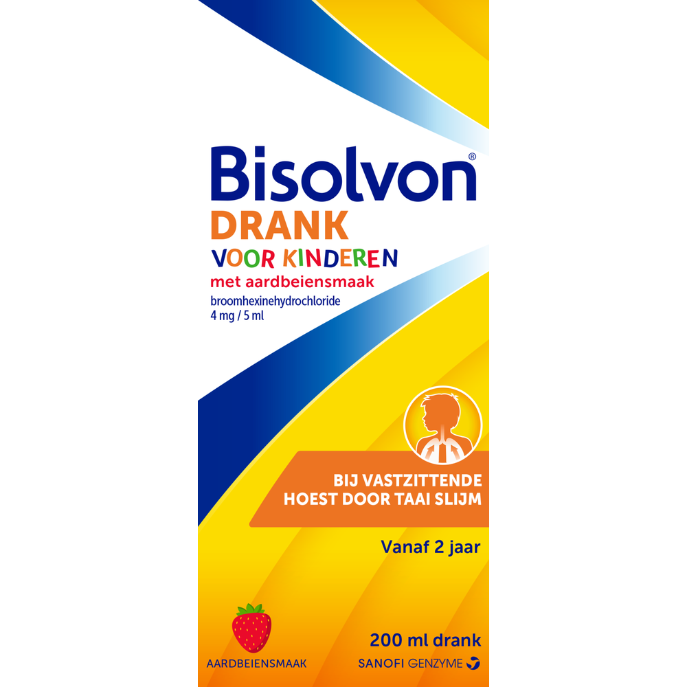Bisolvon Drank kind aardbei 200 ml