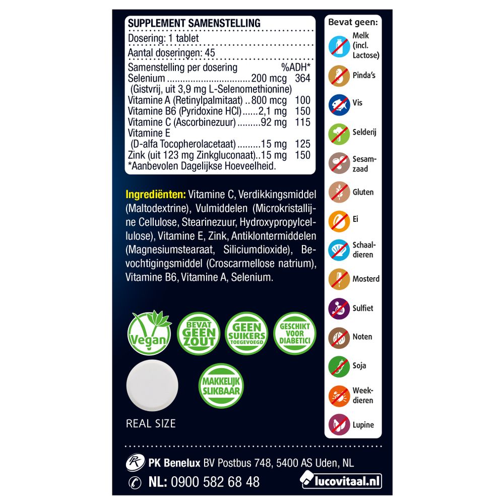 Lucovitaal Selenium zink 45 tabletten