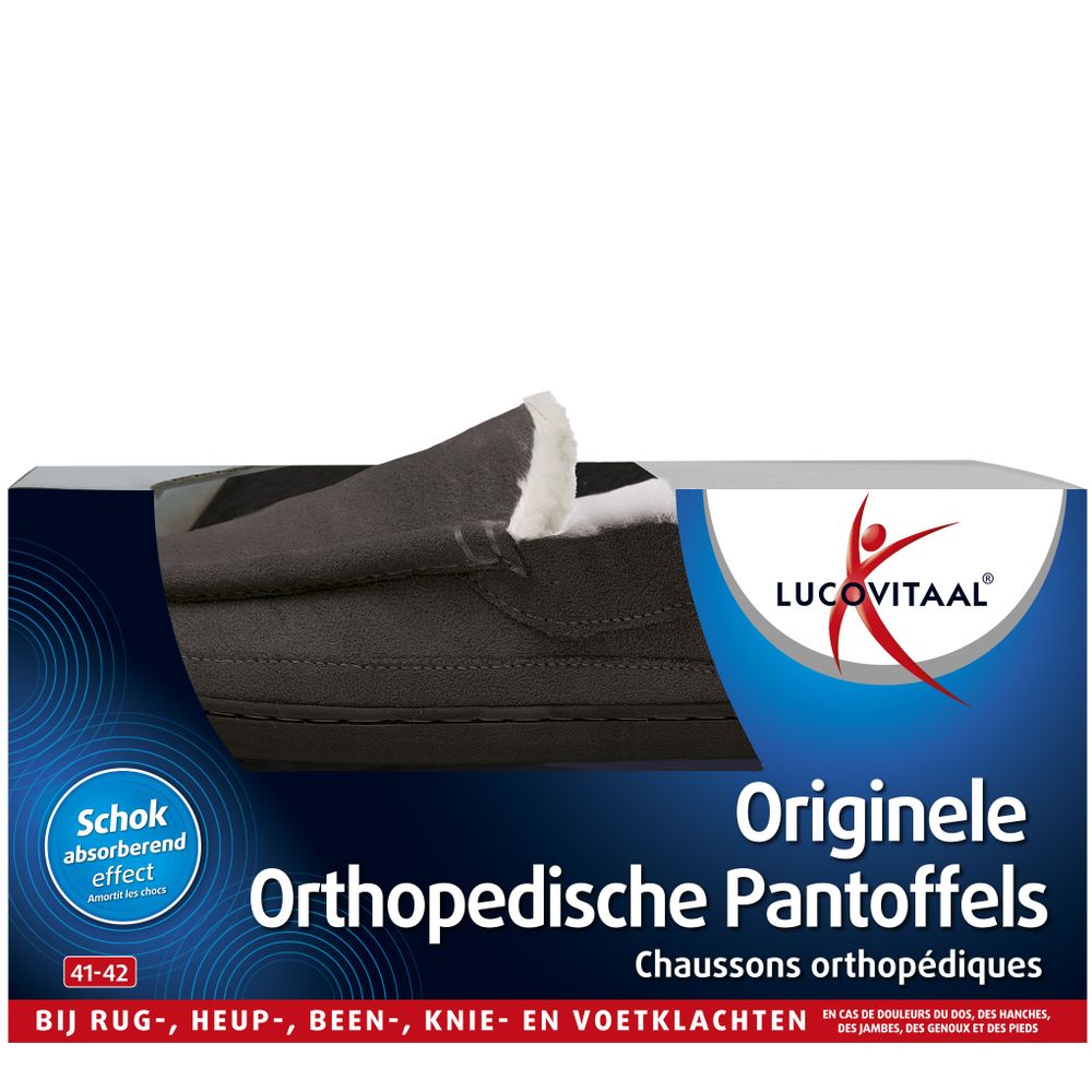Lucovitaal Orthopedische pantoffels antraciet maat 41-42 1 paar