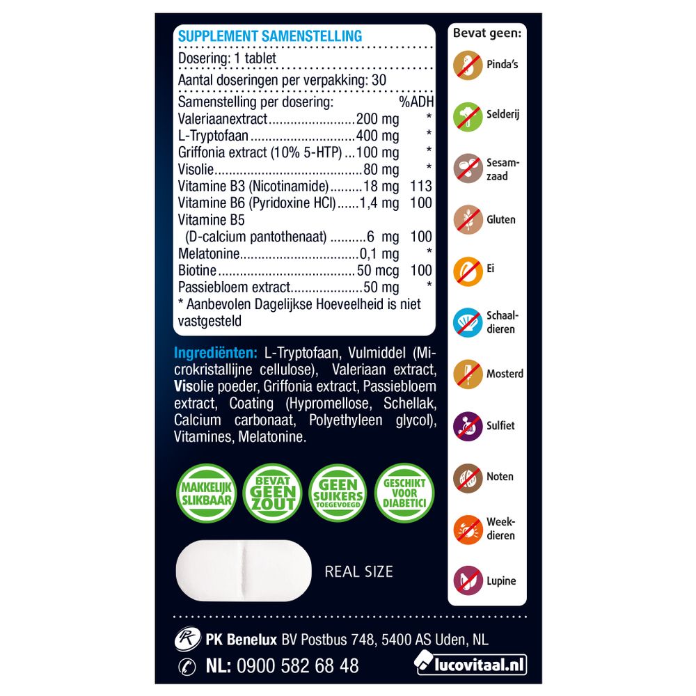 Lucovitaal Melatonine L-tryptofaan 30 tabletten