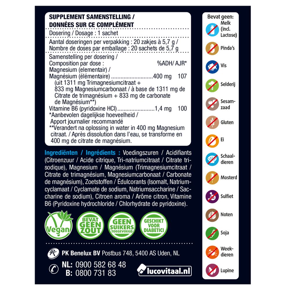 Lucovitaal Magnesium 400 forte 20 sachets