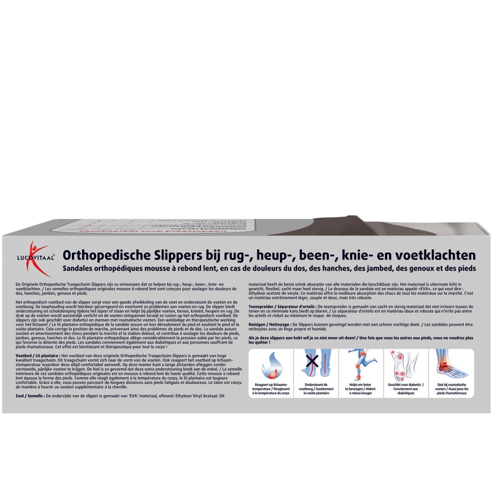 Lucovitaal Orthopedische slippers maat 45-46 zwart 1 paar