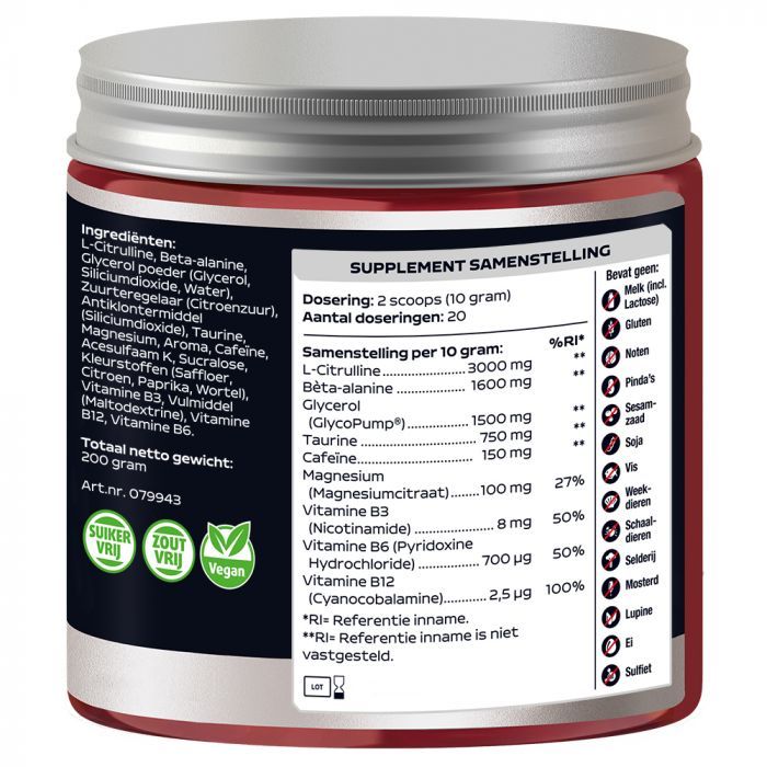 Lucovitaal Pre-workout tropisch fruit 200 gram