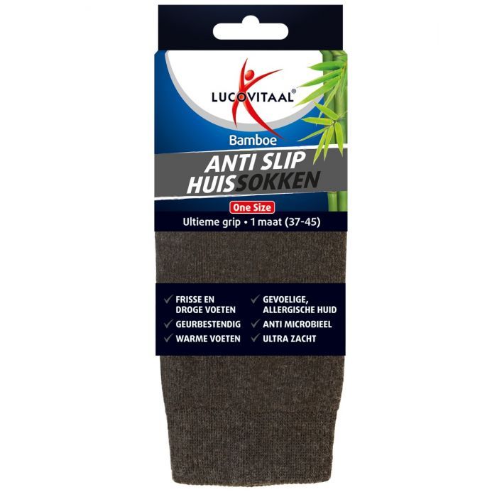 Lucovitaal Bamboe huissokken anti slip one size 1 paar 1 paar 1 paar 1 paar