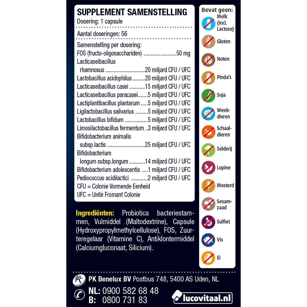 Lucovitaal Pre & probiotica 120 miljard 56 capsules