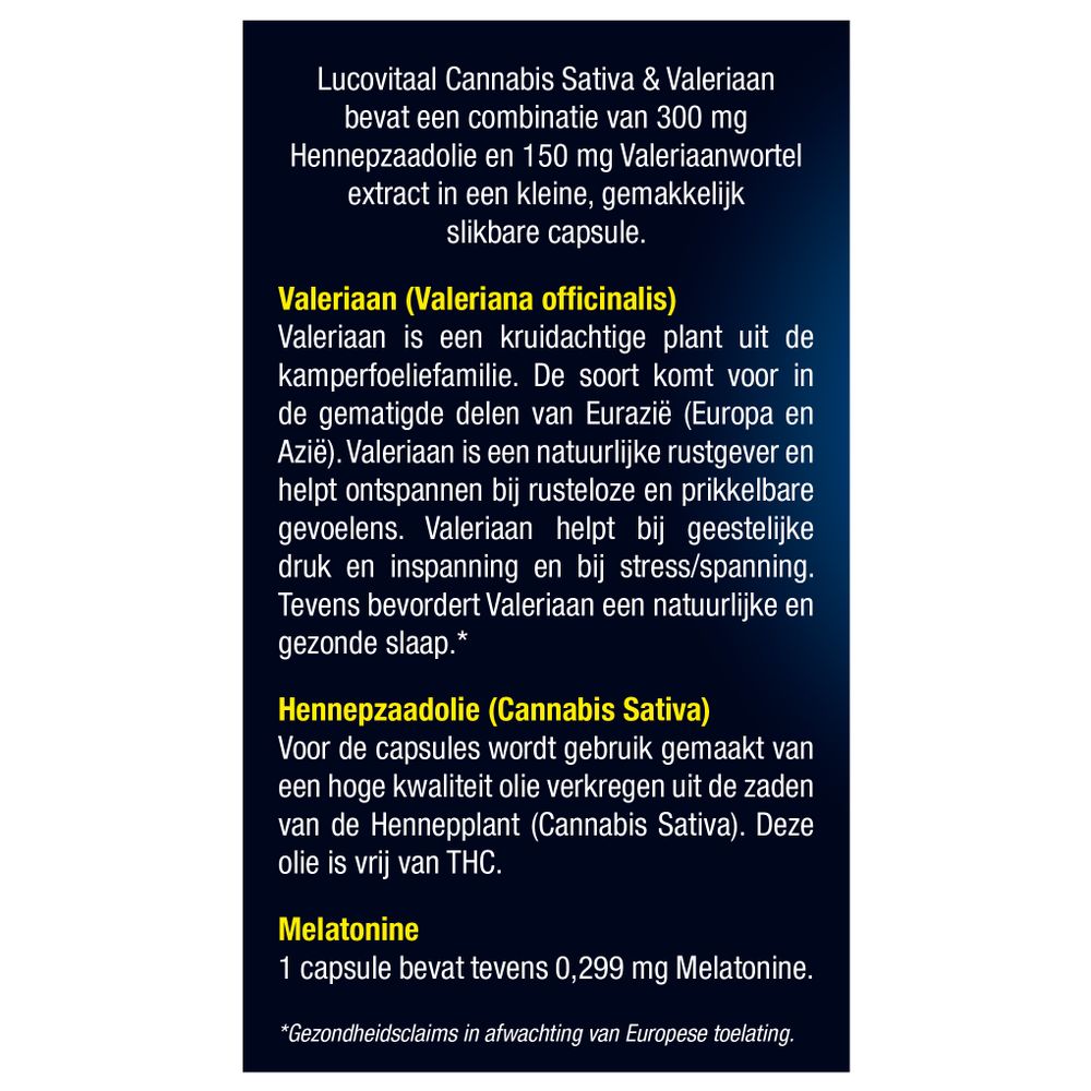 Lucovitaal Cannabis sativa & valeriaan 30 capsules