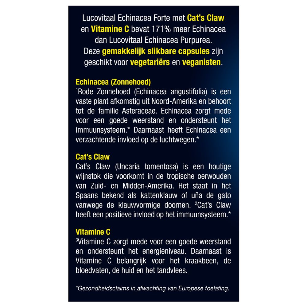 Lucovitaal Echinacea forte & cats claw & Vitamine C 30 capsules