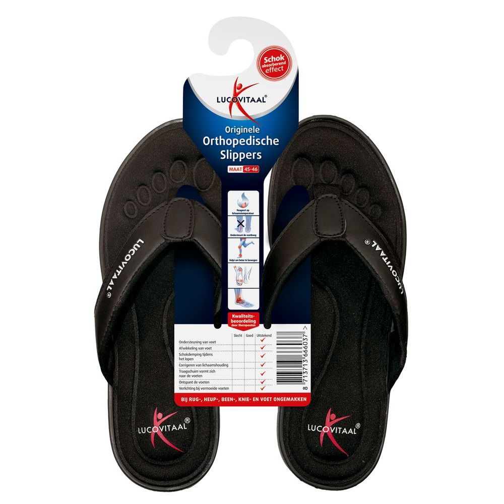 Lucovitaal Orthopedische slipper 45-46 zwart 1 paar