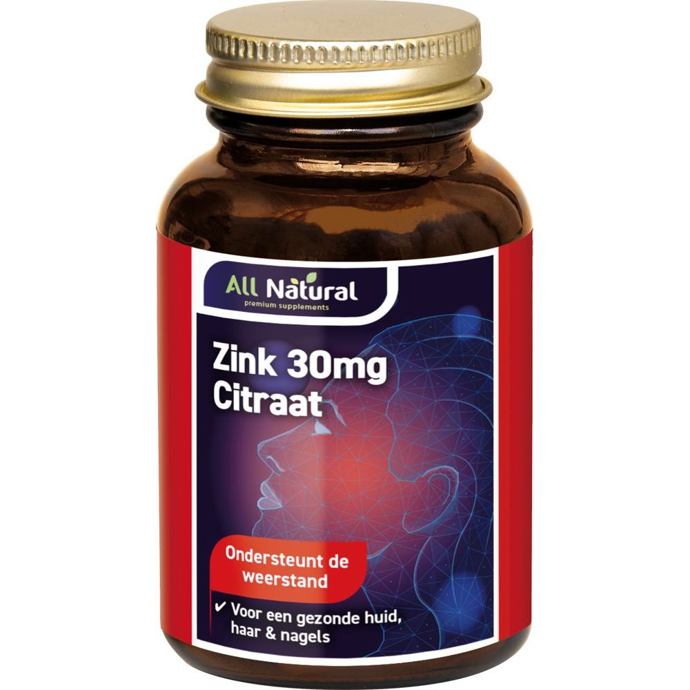 All Natural Zink Citraat 30mg Tabletten 60 tb