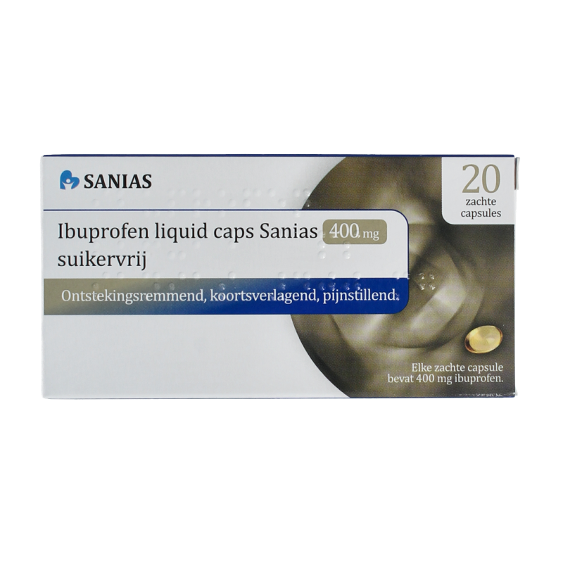 Sanias Ibuprofen liquid 400 mg suikervrij 20 capsules