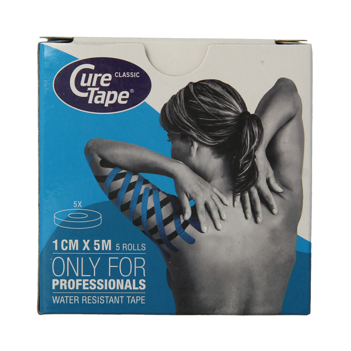 Curetape Kinesiotape blauw 1cm x 5m 5 stuks