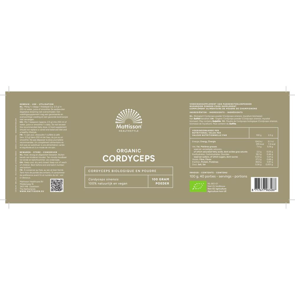 Mattisson Biologisch Cordyceps poeder 100 gram