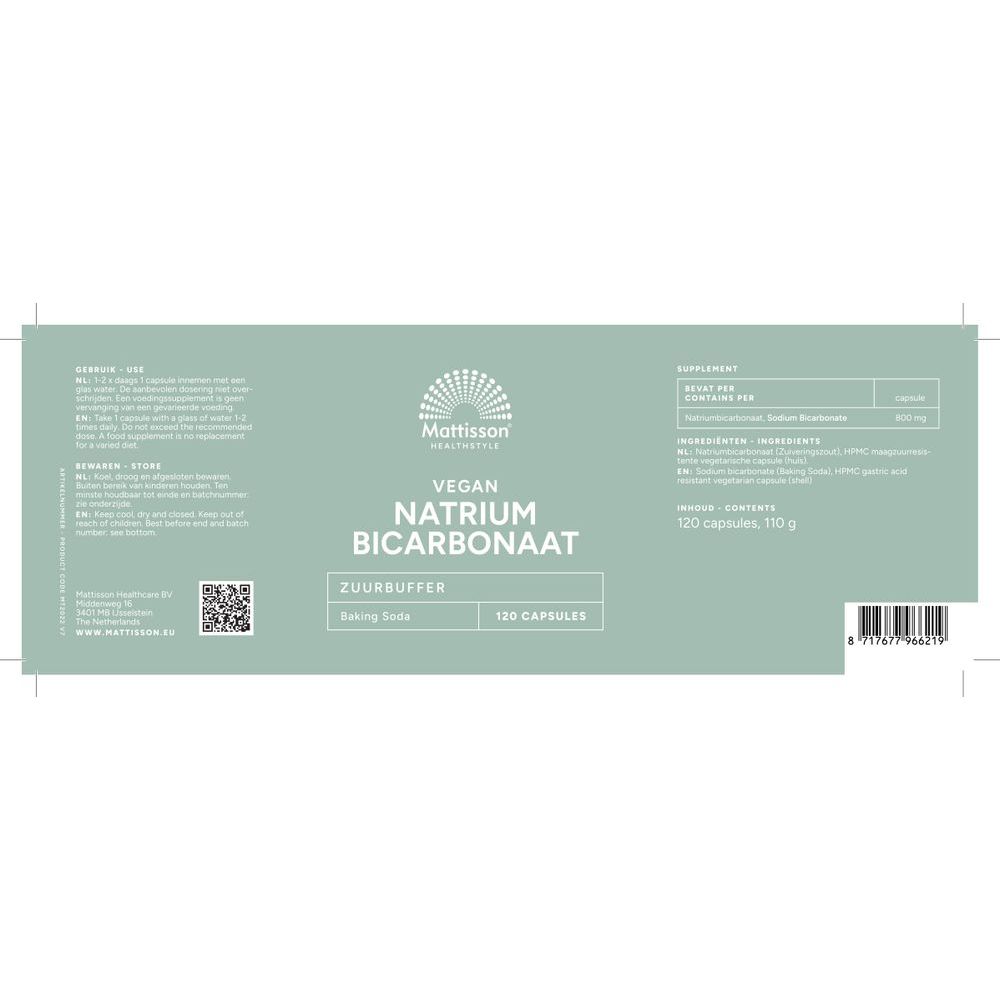 Mattisson Natriumbicarbonaat 800 mg 120 capsules