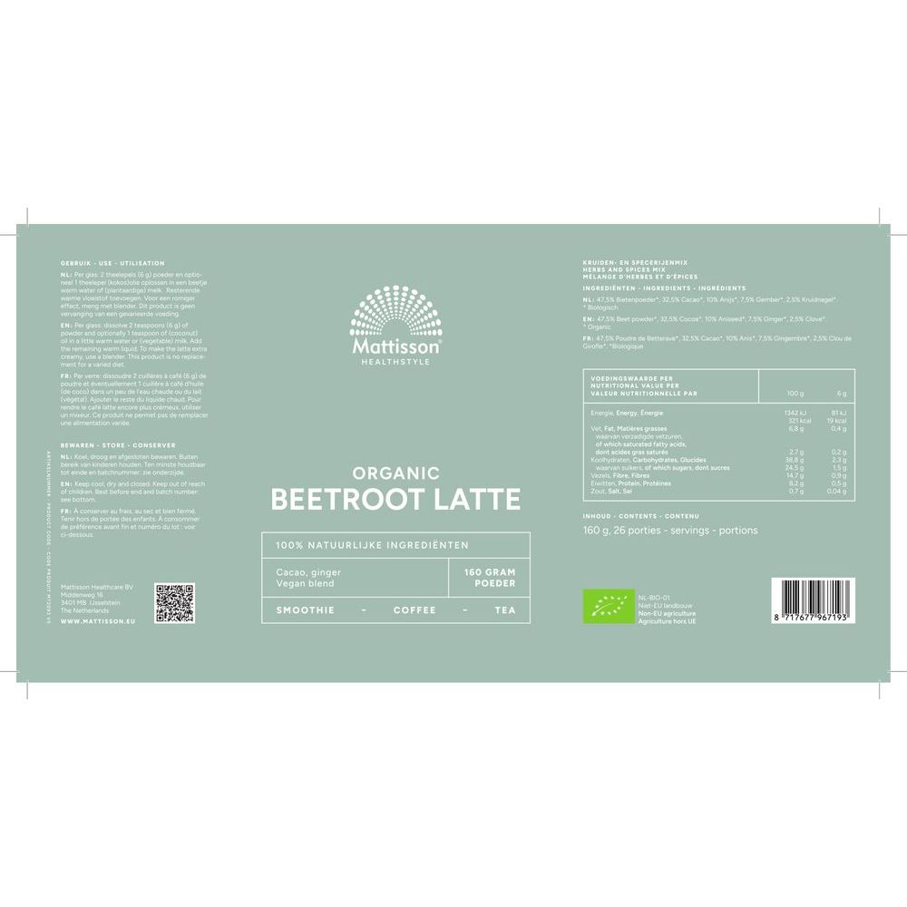 Mattisson Biologische Beetroot Latte 160 gram