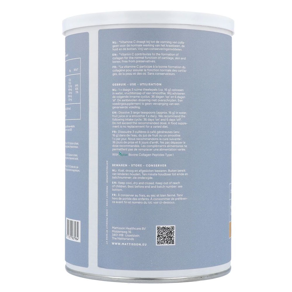 Mattisson Runder Collageen Poeder Peptan® Blend Vanille 300 gram