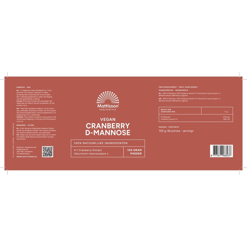 Mattisson Cranberry D-mannose poeder 100 gram